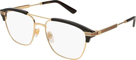 gucci 0241o|Gucci GG 0241O 002 Gold Black Plastic Rectangle Eyeglasses .